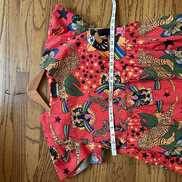 Nooworks Red Green Flutter Sleeve Sundress - Picture 4 of 6